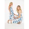 imageMatching Hawaiian Luau Mother Daughter Halter Dress in Hibiscus BlueDay Dream Bloom