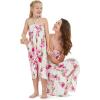 imageMatching Hawaiian Luau Mother Daughter Halter Dress in Hibiscus BluePink Hibiscus Vine