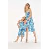 imageMatching Hawaiian Luau Mother Daughter Halter Dress in Hibiscus BlueSimply Blue Leaves