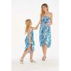imageMatching Hawaiian Luau Mother Daughter Halter Dress in Hibiscus BlueSimply Blue Leaves