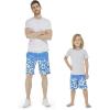 imageFather Son Matching Hawaiian Beach Board Shorts Swimwear Spandex in Classis Hibiscus PrintClassic Hibiscus in Blue