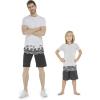 imageFather Son Matching Hawaiian Beach Board Shorts Swimwear Spandex in Classis Hibiscus PrintHonu Turtles in Black