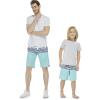imageFather Son Matching Hawaiian Beach Board Shorts Swimwear Spandex in Classis Hibiscus PrintHonu Turtles in Turquoise