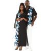 imageMatchable Couple Hawaiian Luau Men Shirt or Women Maxi Tank Dress with Sleeve in Watercolor Orchid Black TurquoiseWomen Watercolor Orchid Black Turquoise