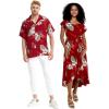 imageMatchable Couple Hawaiian Luau Shirt or Wrap Ruffle Dress in Pineapple Garden BlackMen Pineapple Garden Burgundy