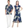 imageMatchable Couple Hawaiian Luau Shirt or Wrap Ruffle Dress in Pineapple Garden BlackWomen Pineapple Garden Navy