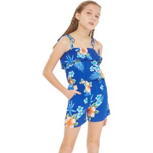 imageGirl Hawaiian Ruffle Top Jumpsuit Romper in Hibiscus BlueHibiscus Blue