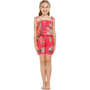 imageGirl Hawaiian Ruffle Top Jumpsuit Romper in Pretty Tropical Hot PinkPretty Tropical Hot Pink