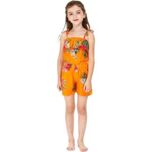 imageGirl Hawaiian Ruffle Top Jumpsuit Romper in Pretty Tropical Hot PinkPretty Tropical Orange