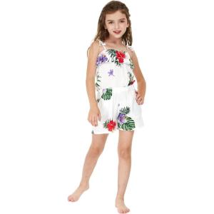 imageGirl Hawaiian Ruffle Top Jumpsuit Romper in Pretty Tropical Hot PinkPretty Tropical White