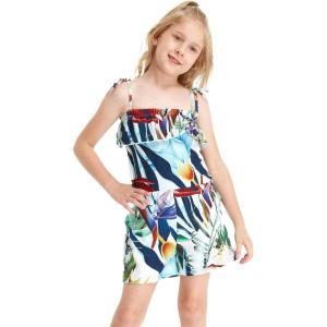 imageGirl Hawaiian Ruffle Top Jumpsuit Romper in Sunset Neon PastelLost in Paradise