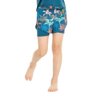 imageGirls Hawaiian Athletic Sportswear Tennis Shorts with Builtin Tights in Floral PatternsCrayon Palms Green