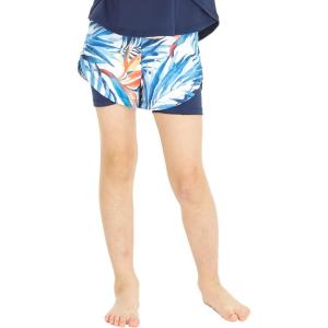 imageGirls Hawaiian Athletic Sportswear Tennis Shorts with Builtin Tights in Floral PatternsFirebird Blue White