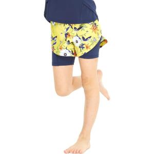 imageGirls Hawaiian Athletic Sportswear Tennis Shorts with Builtin Tights in Floral PatternsGarden Poppy Yellow