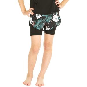 imageGirls Hawaiian Athletic Sportswear Tennis Shorts with Builtin Tights in Floral PatternsWispy Cereus Black