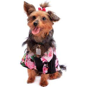 imageHawaiian Matching Pattern Dog Aloha Shirt in Pink Hibiscus Vine in White Size LargePink Hibiscus Vine in Black