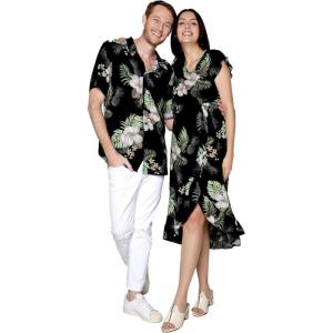 imageMatchable Couple Hawaiian Luau Shirt or Wrap Ruffle Dress in Pineapple Garden BlackMen Pineapple Garden Black