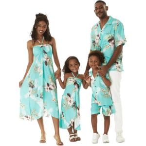 imageMatchable Family Hawaiian Luau Men Women Girl Boy Clothes in Pineapple Garden TurquoiseWomen V Neck Jumpsuit