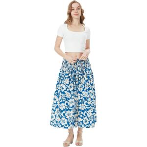 imageWomens Hawaiian Luau Muumuu Flare SkirtVintage Hibiscus Blue