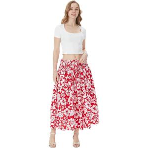 imageWomens Hawaiian Luau Muumuu Flare SkirtVintage Hibiscus Red