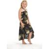imageGirl Hawaiian Halter Dress in Palm Green LeafBlack Hibiscus Rim