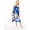 imageGirl Hawaiian Halter Dress in Palm Green LeafRafelsia Border Blue