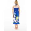 imageGirl Hawaiian Halter Dress in Palm Green LeafRafelsia Border Blue