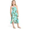 imageGirl Hawaiian Halter Dress in Palm Green LeafTurquoise Palm Orchid