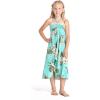 imageGirl Hawaiian Halter Dress in Palm Green LeafTurquoise Palm Orchid
