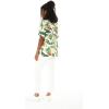 imageHawaiian Print Cotton 2 Pockets Scrub Top in Flamingo in LoveBird of Paradise