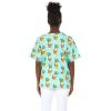 imageHawaiian Print Cotton 2 Pockets Scrub Top in Flamingo in LovePineapple Skull Turquoise