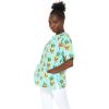 imageHawaiian Print Cotton 2 Pockets Scrub Top in Flamingo in LovePineapple Skull Turquoise