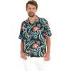 imageMatchable Couple Hawaiian Luau Shirt or Wrap Ruffle Dress in Blooming Lily BlackMen Blooming Lily Black
