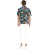 imageMatchable Couple Hawaiian Luau Shirt or Wrap Ruffle Dress in Blooming Lily BlackMen Blooming Lily Black