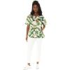 imageHawaiian Print Cotton 2 Pockets Scrub Top in Flamingo in LoveBird of Paradise