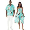 imageMatchable Couple Hawaiian Luau Shirt or Butterfly Dress in Pineapple Garden TurquoiseMen Pineapple Garden Turquoise