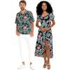 imageMatchable Couple Hawaiian Luau Shirt or Wrap Ruffle Dress in Blooming Lily BlackMen Blooming Lily Black