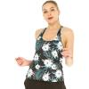 imageWomens Athletic Sportswear Padded Tank Top with Cross Back in Floral PatternsWispy Cereus Black