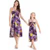 imageMatching Hawaiian Luau Mother Daughter Halter Dress in Sunset BlueSunset Purple