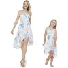 imageMatching Hawaiian Luau Mother Daughter Halter Dress in Sunset BlueSandy Beach Cream