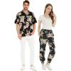 imageMatchable Couple Hawaiian Luau Shirt or Jogger Pants in Hibiscus BlackMen Hibiscus Black
