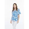 imageHawaiian Print Cotton 2 Pockets Scrub Top in Classic Hibiscus BlueClassic Hibiscus Blue