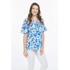 imageHawaiian Print Cotton 2 Pockets Scrub Top in Classic Hibiscus BlueClassic Hibiscus Blue