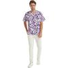 imageHawaiian Print Cotton 2 Pockets Scrub Top in Classic Hibiscus BlueClassic Hibiscus Purple