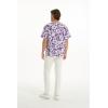imageHawaiian Print Cotton 2 Pockets Scrub Top in Classic Hibiscus BlueClassic Hibiscus Purple