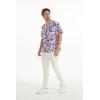 imageHawaiian Print Cotton 2 Pockets Scrub Top in Classic Hibiscus BlueClassic Hibiscus Purple