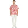 imageHawaiian Print Cotton 2 Pockets Scrub Top in Classic Hibiscus BlueClassic Hibiscus Red