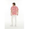 imageHawaiian Print Cotton 2 Pockets Scrub Top in Classic Hibiscus BlueClassic Hibiscus Red