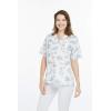 imageHawaiian Print Cotton 2 Pockets Scrub Top in Classic Hibiscus BlueVintage Tropical Toile