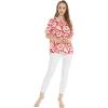 imageHawaiian Print Cotton 2 Pockets Scrub Top in Classic Hibiscus BlueClassic Hibiscus Red
